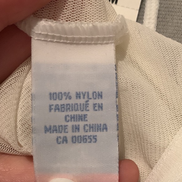 [M]👚SMART SET off-white sheer button up - Picture 7 of 8